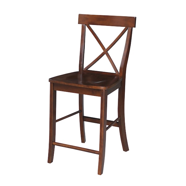 International Concepts X-Back Counter Height Stool, 24" Seat Height, Espresso S581-6132 - main